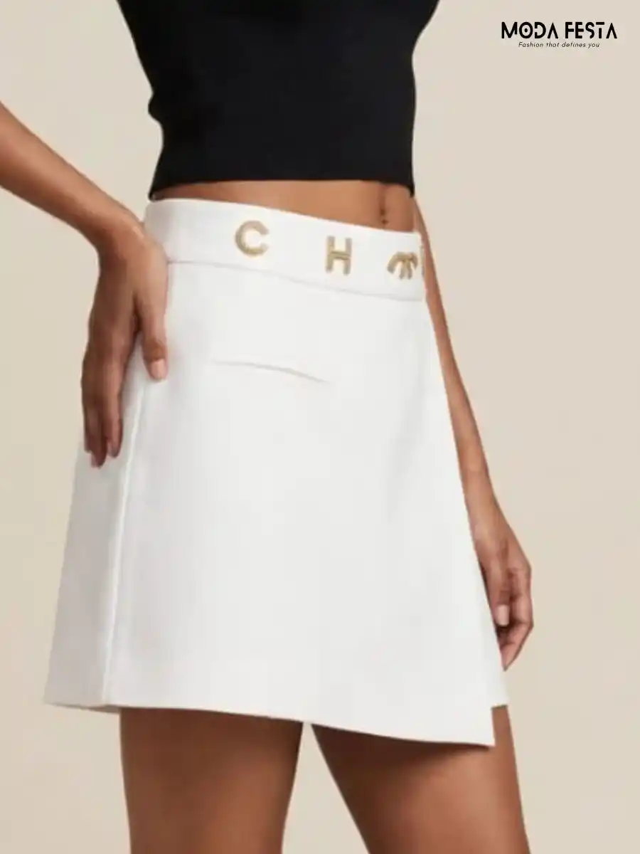 ModaFesta -embellished-waist-white-wrap-mini-skirt