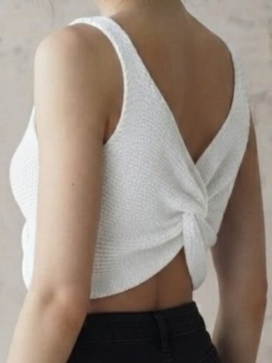 ModaFesta -white-ribbed-knit-twist-back-tank-top