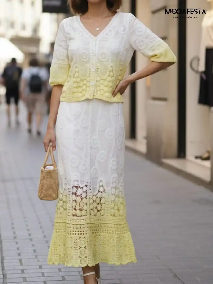 Elegant Crochet Tie Dye Coord Set