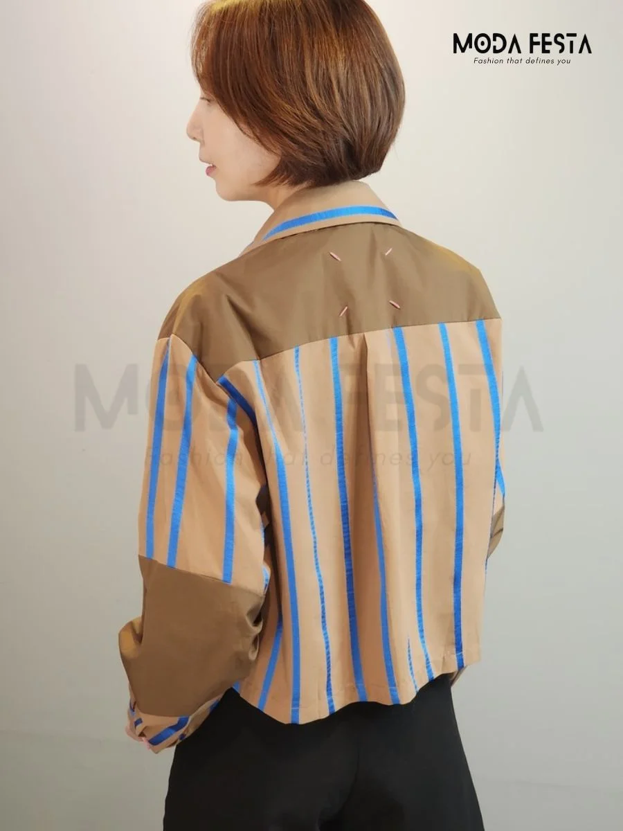 ModaFesta -stripe-cotton-shirt-brown