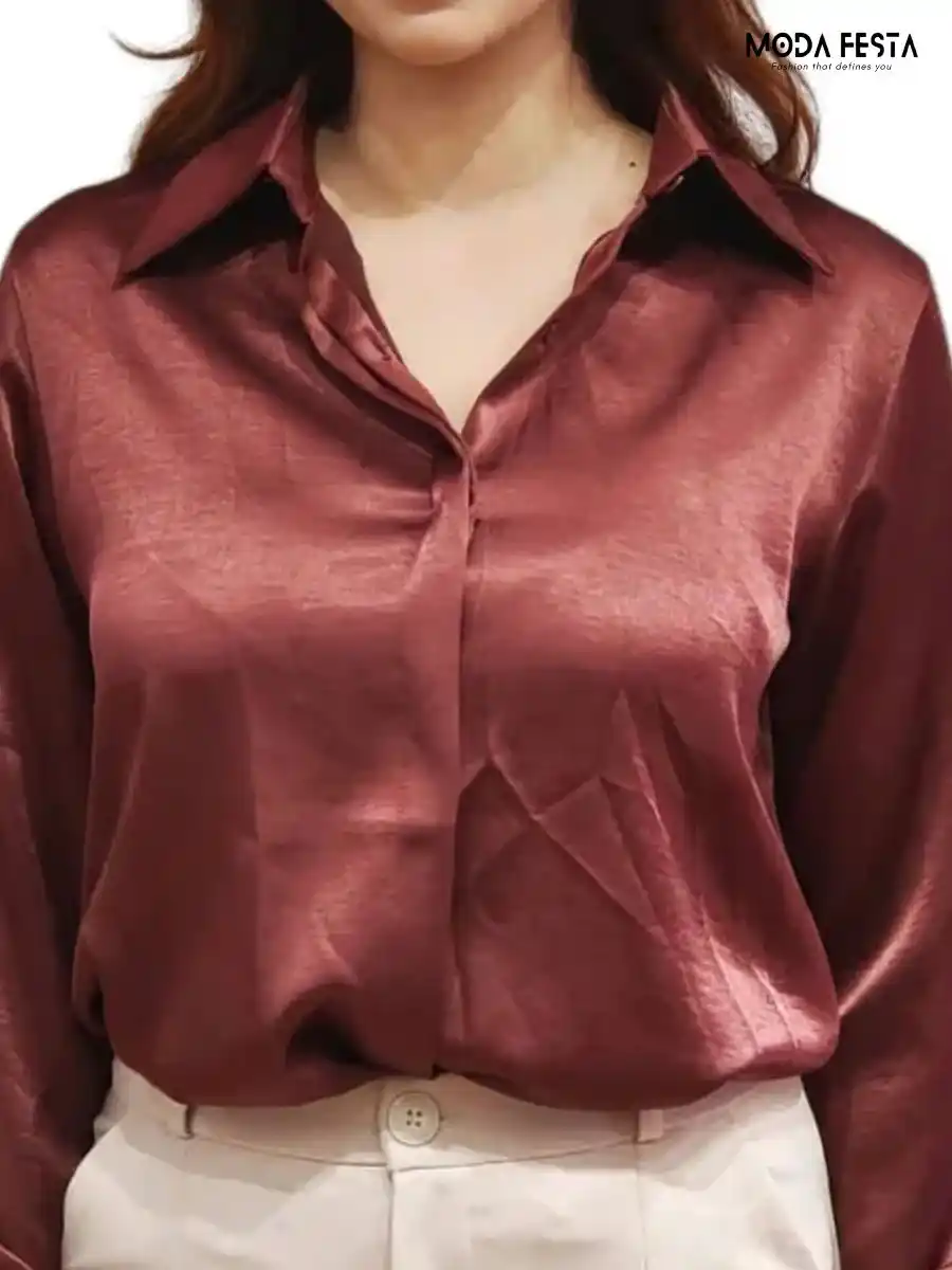 Stylish Plain Satin Shirt