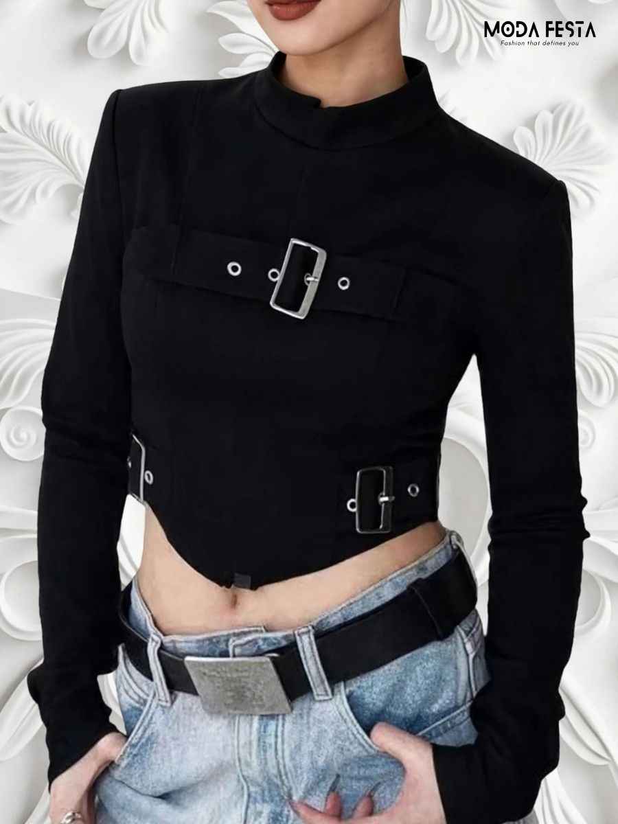 Cyberpunk Black Crop Top