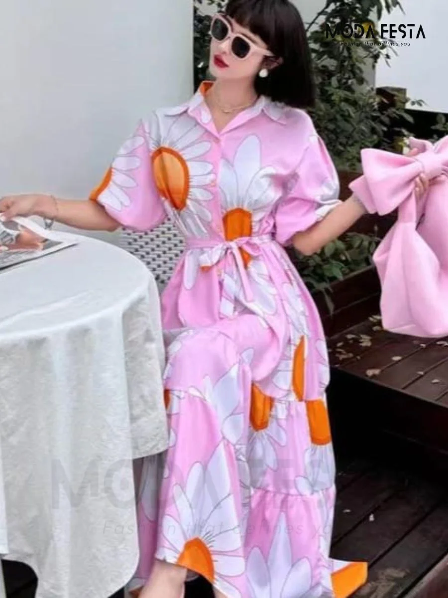 ModaFesta -elegant-print-dress-pink