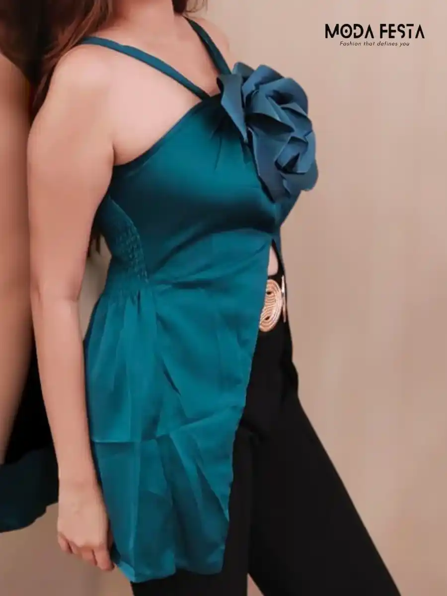 ModaFesta -floral-elegant-party-top-terquish-green-sexy