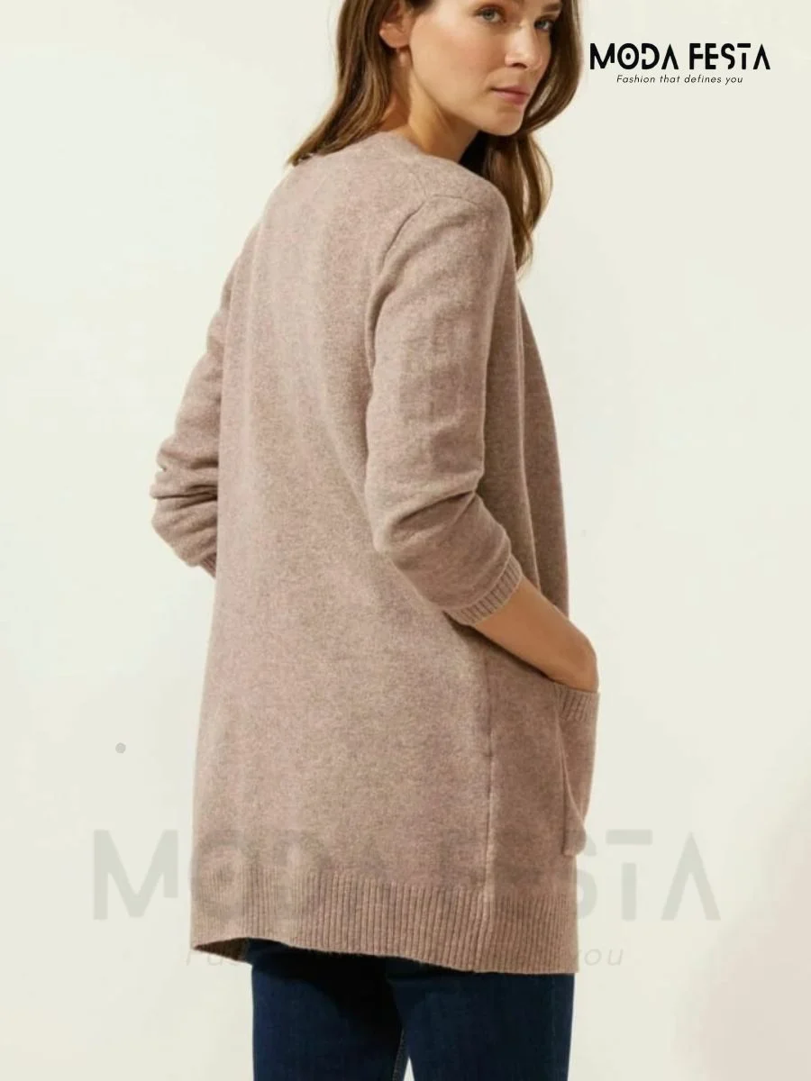ModaFesta -long-cardigan-shrug-brown