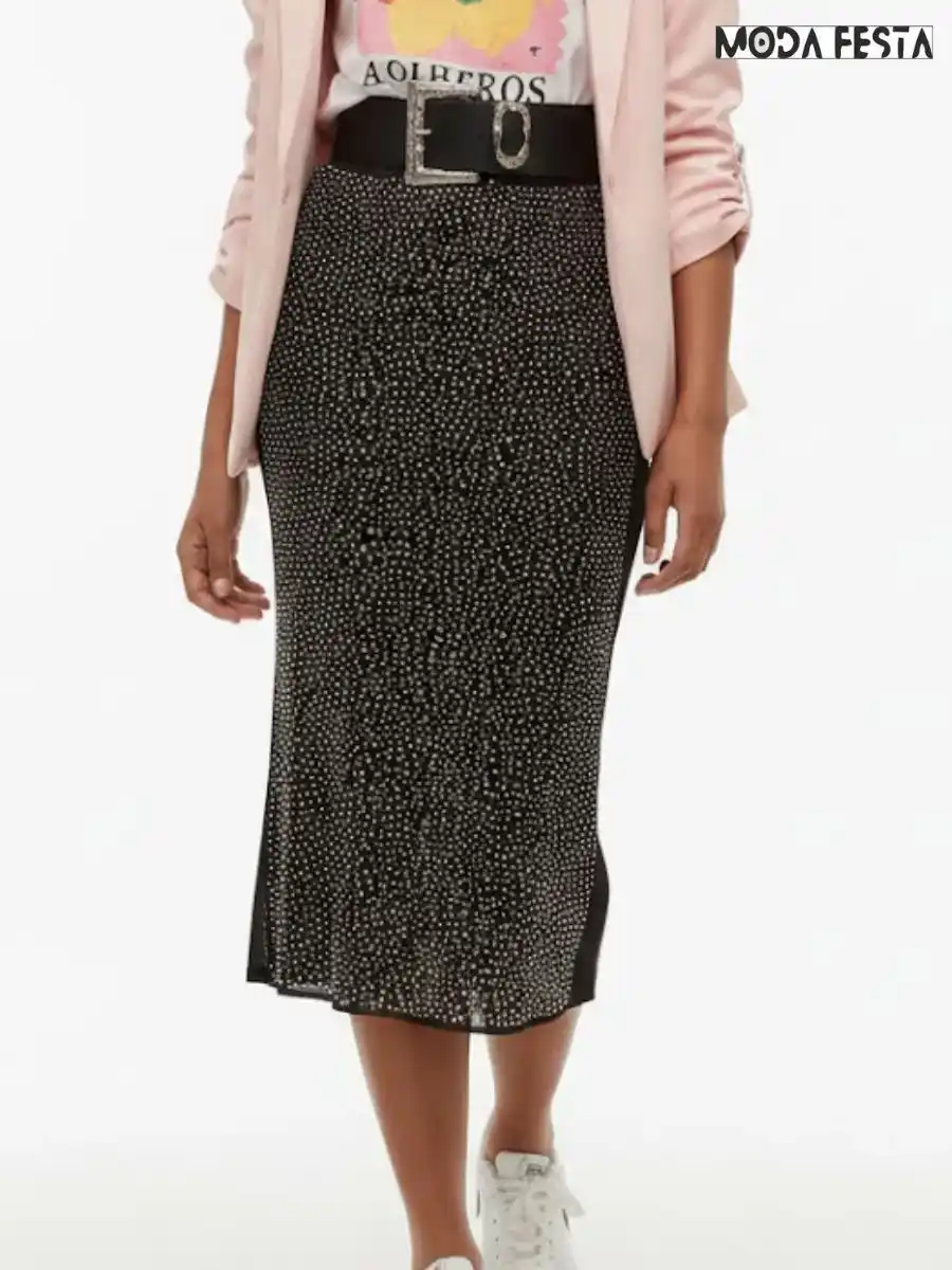 ModaFesta -sequence-mid-length-skirt-black