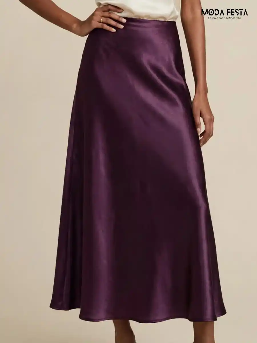 Rich Purple Satin Maxi Skirt