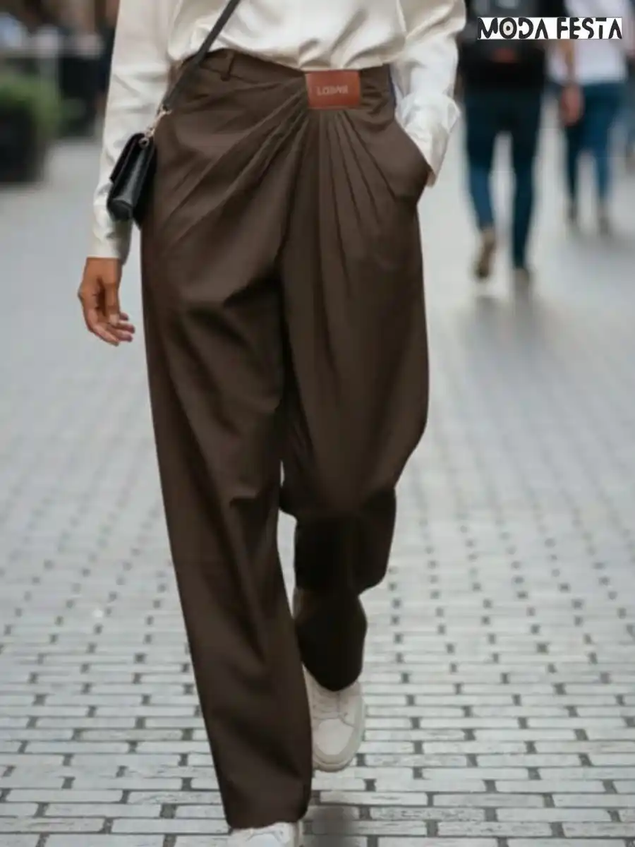 ModaFesta -stylish-front-pleated-trousers-brown