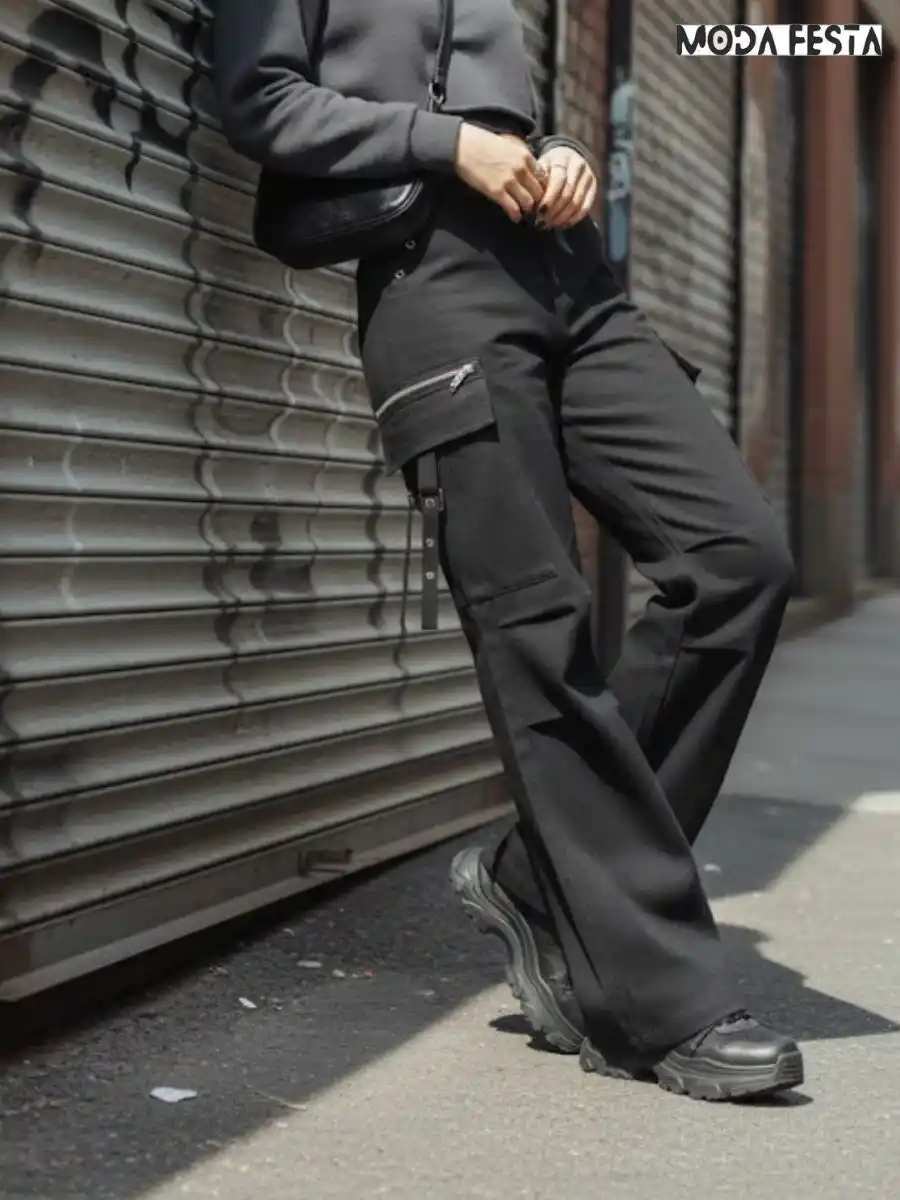 ModaFesta -elegant-street-style-cargo-black