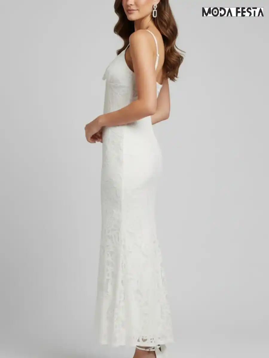 ModaFesta -elegant-floral-lace-dress-with-scarf-white