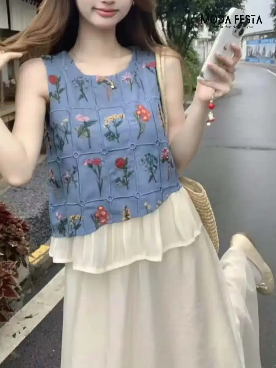 Floral Embroidered Peplum Top