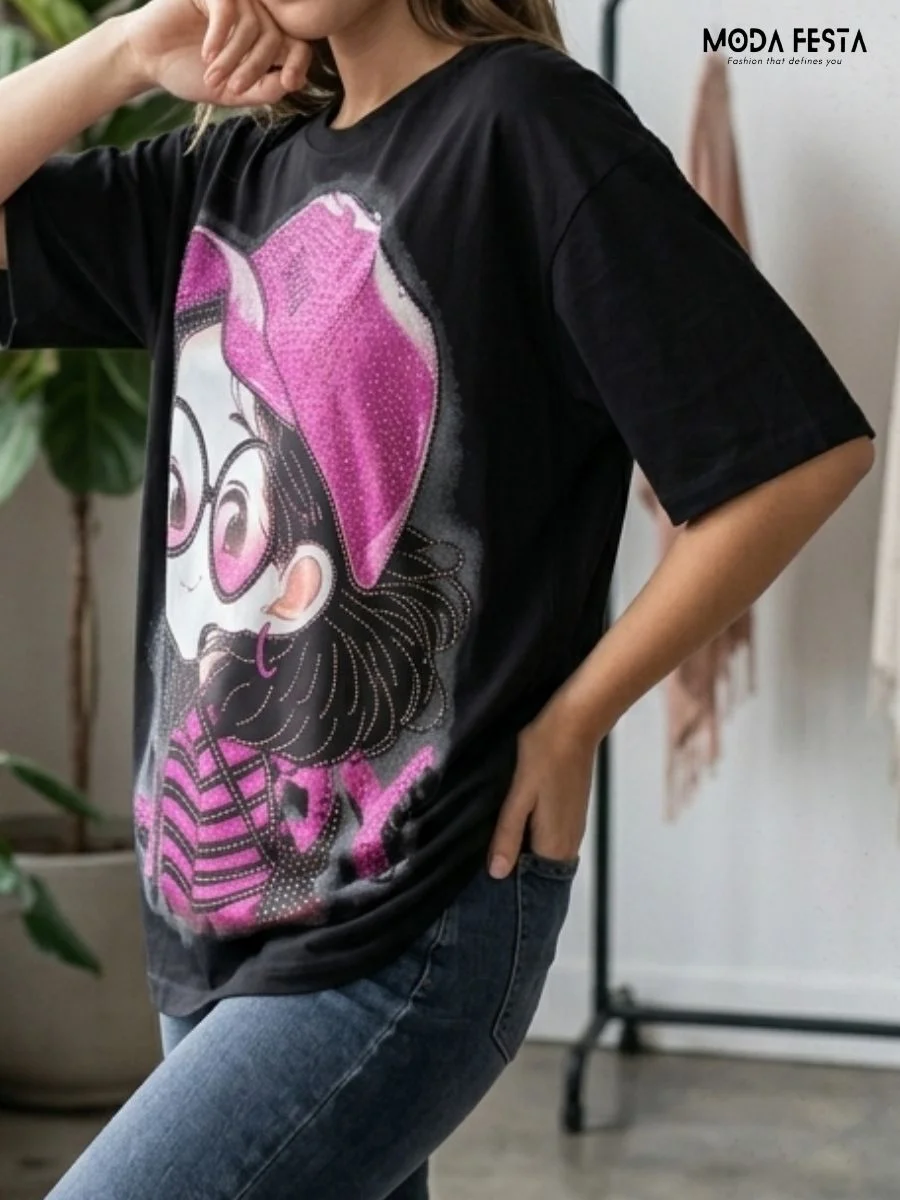 ModaFesta -graphic-print-black-tee