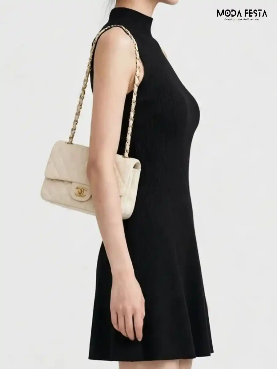 ModaFesta -knitted-a-line-dress-black