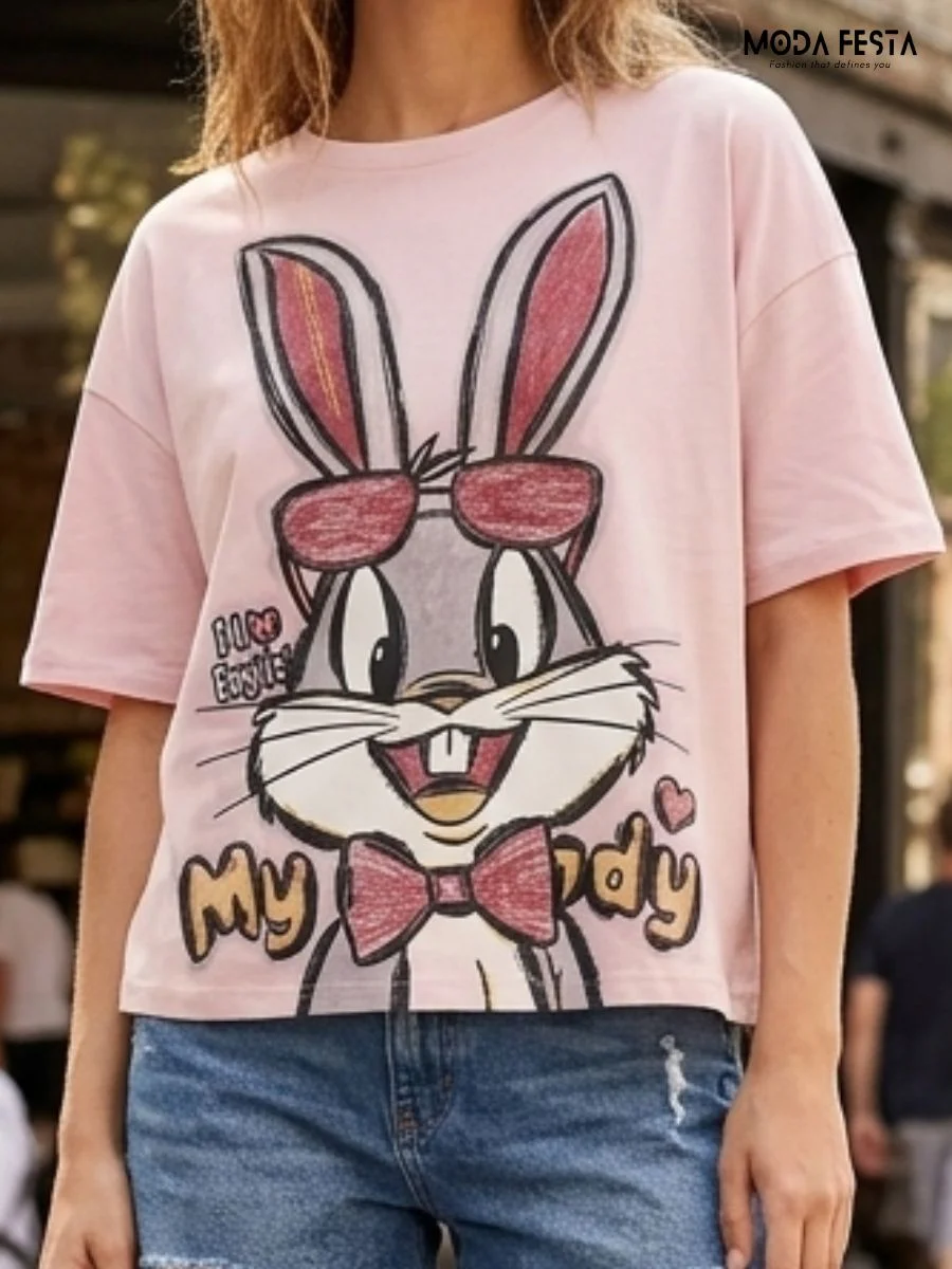 ModaFesta -pink-Bugs-bunny-tee