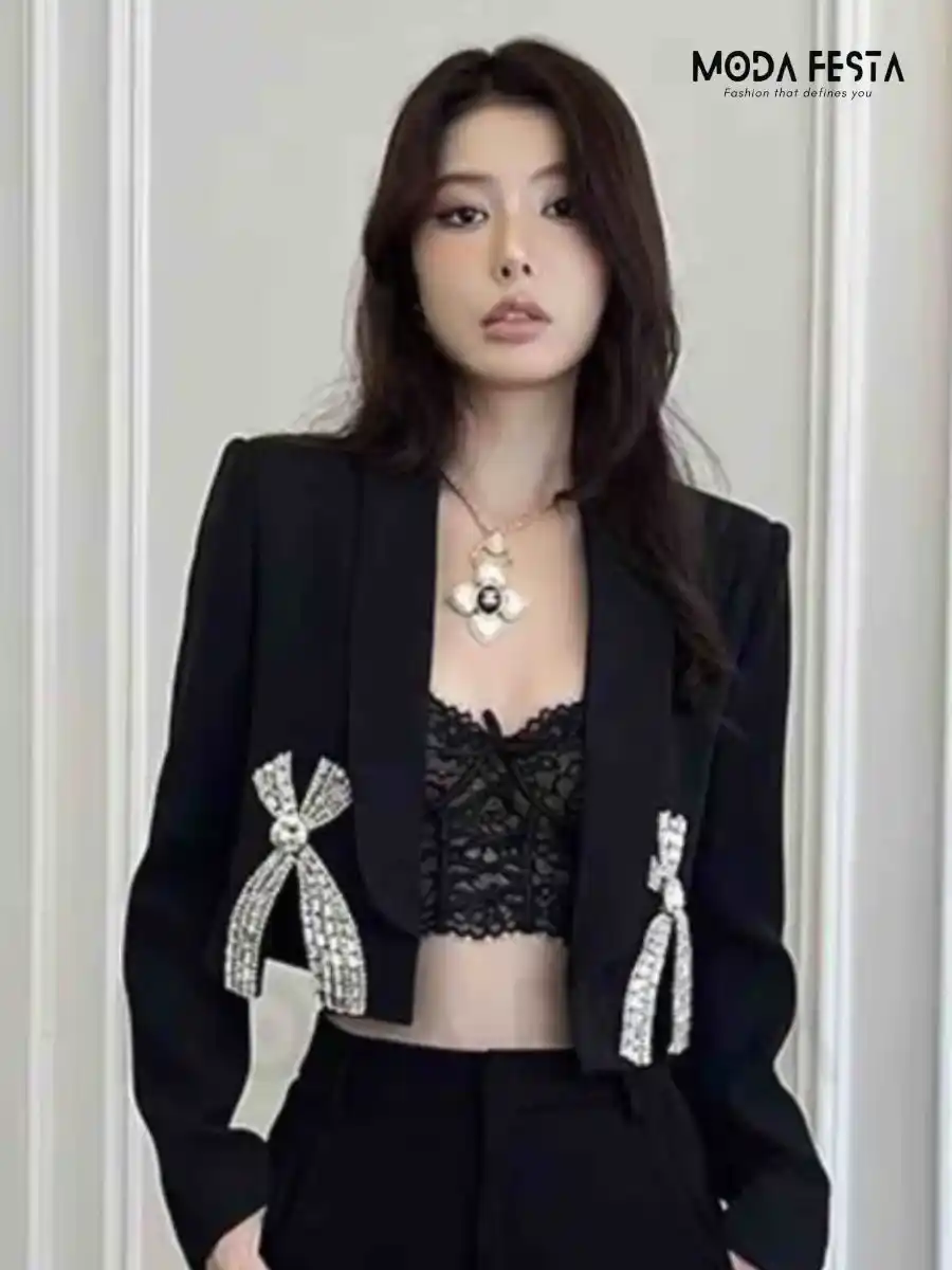 ModaFesta -diamond-bow-crop-blazer-for-women