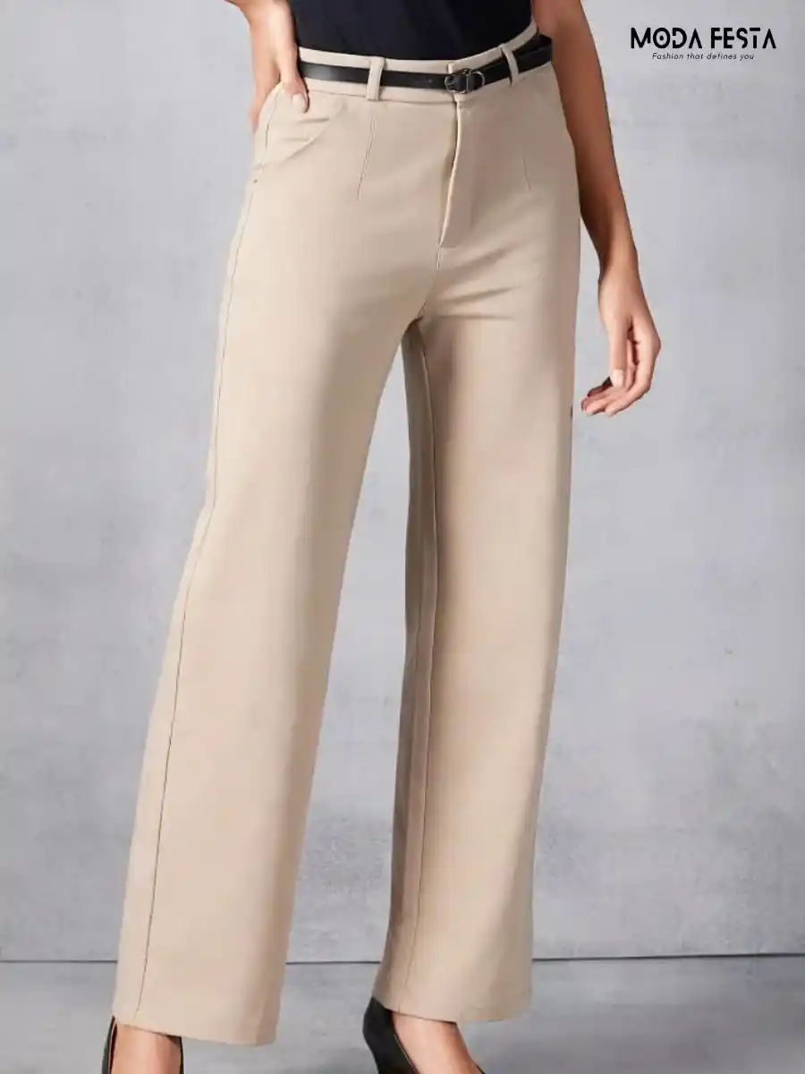 High-Waist Straight Leg Trousers