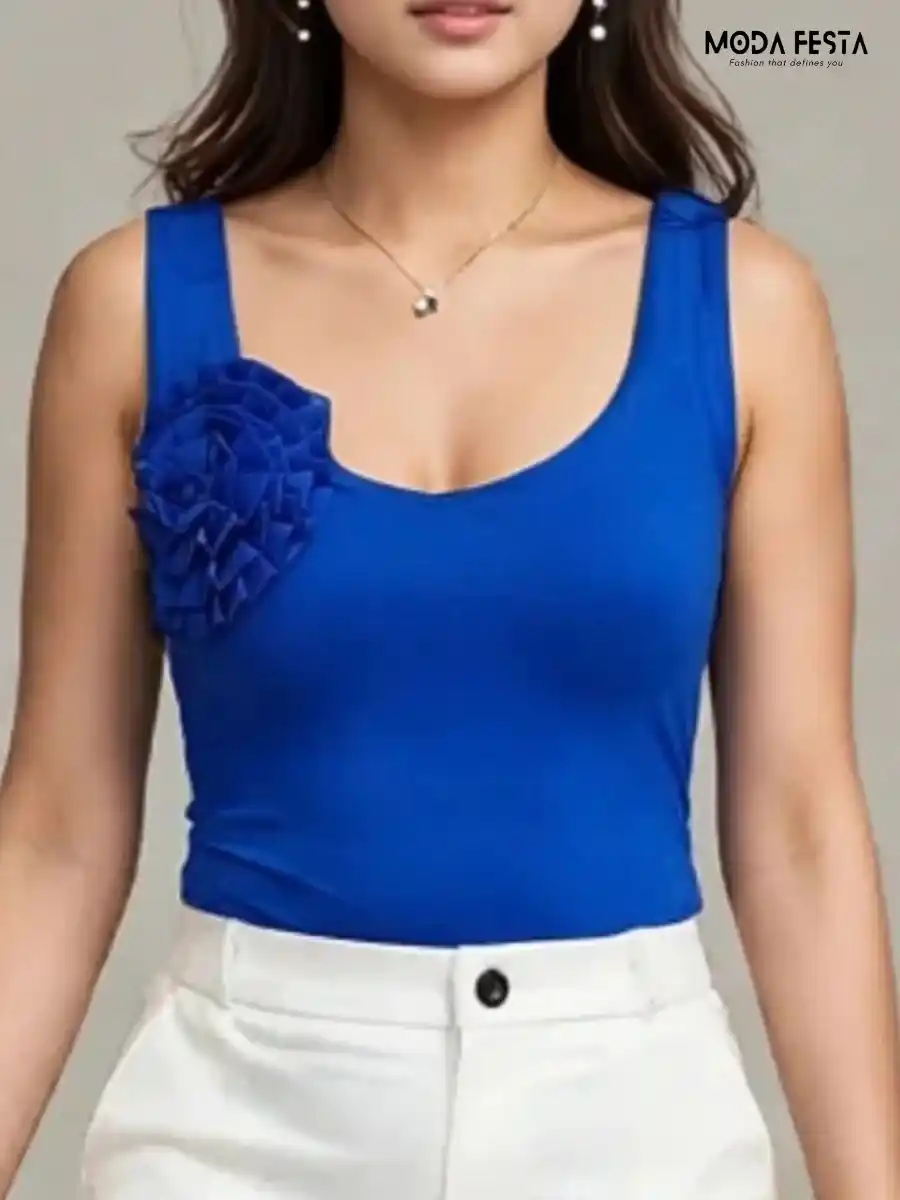 ModaFesta -flower-pattern-bodysuit-blue