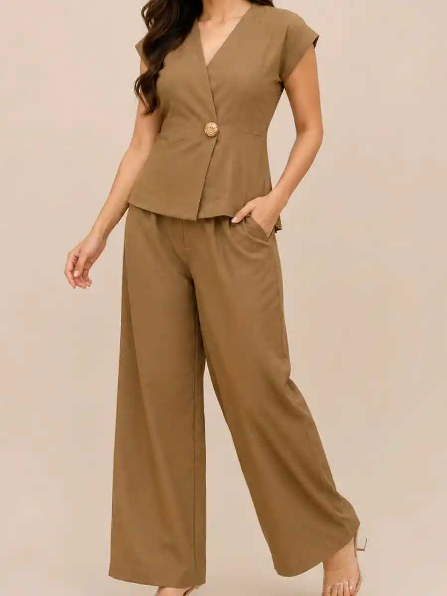 ModaFesta -modern-brown-velvet-texture-coord-set