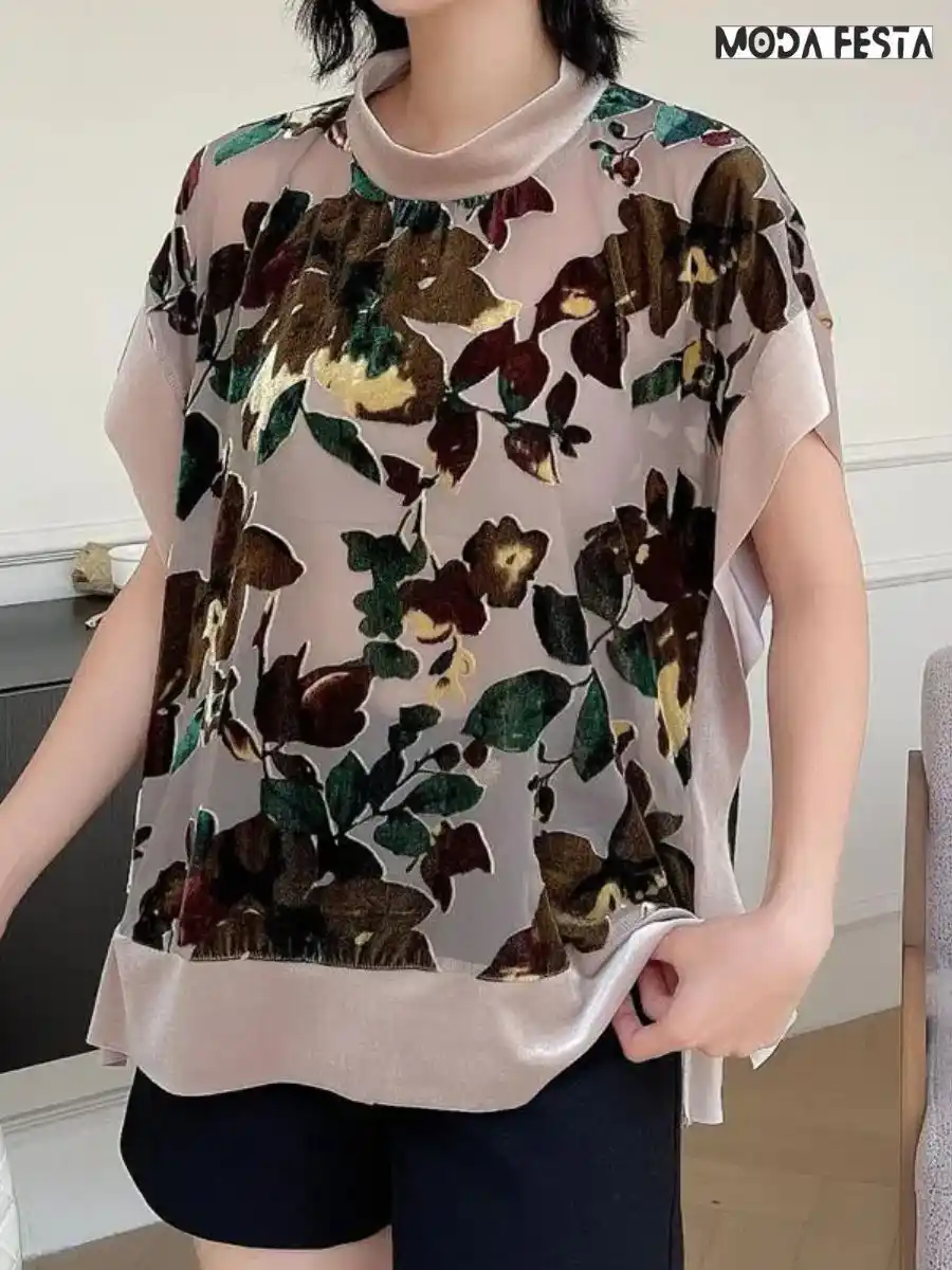 Kaftan Velvet Floral Printed Top