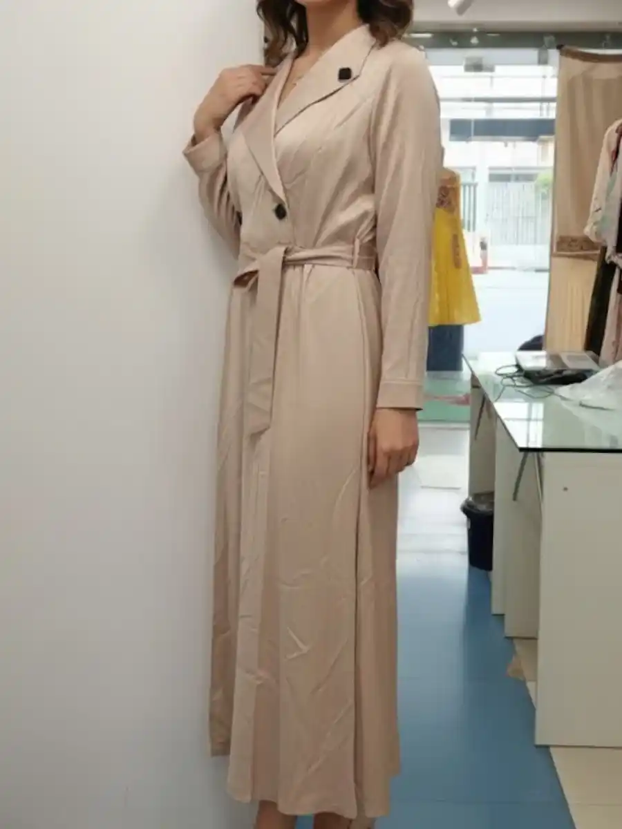 ModaFesta -collared-satin-dress-beige