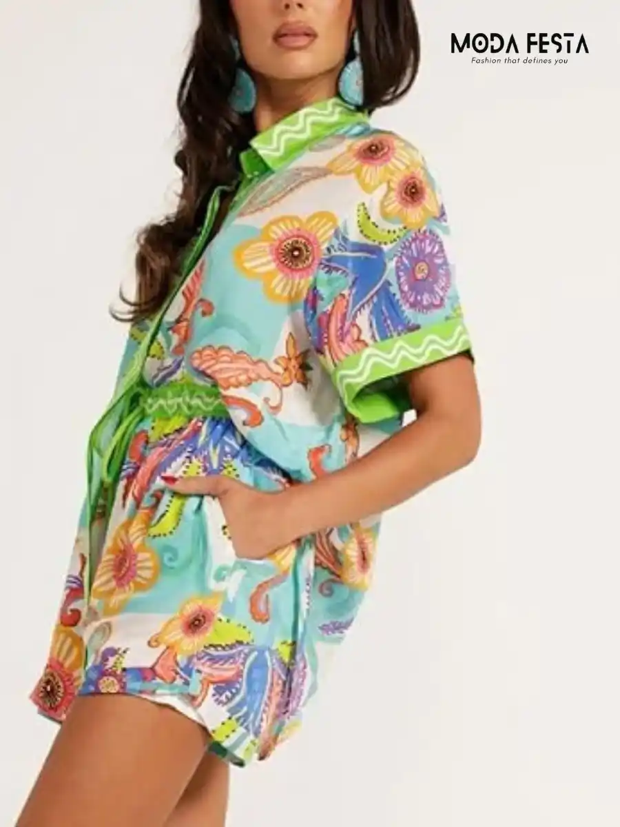 ModaFesta -elegant-printed-short-coord-set-green