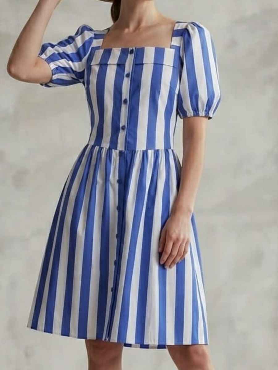 ModaFesta -royal-blue-white-striped-dress