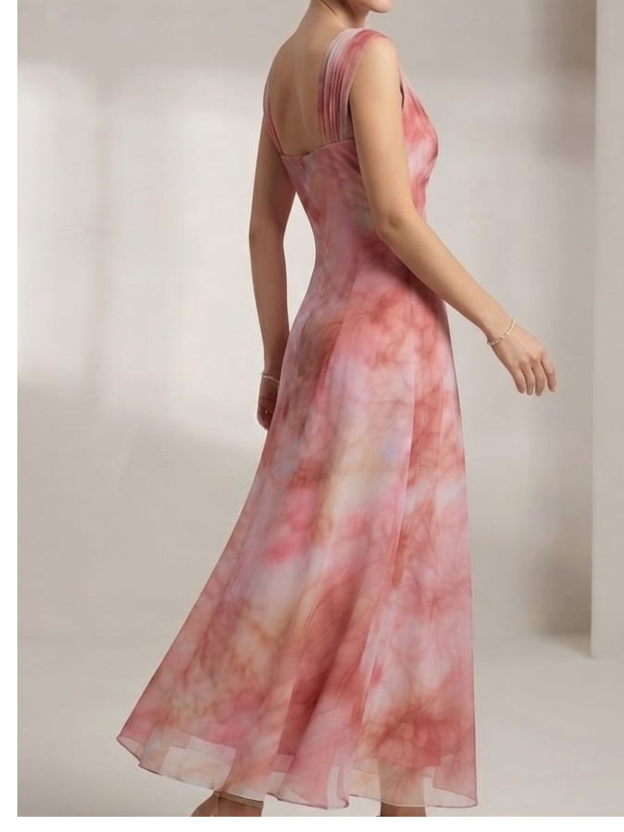 ModaFesta -bodycon-printed-net-ankle-length-sleeveless-dress-pink-print