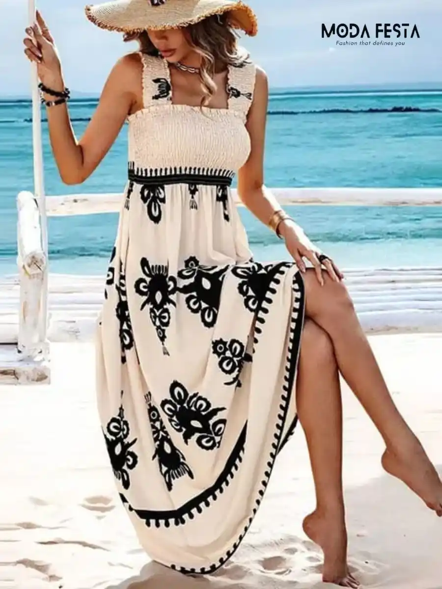 ModaFesta -stylish-boho-flowy-beige-with-black-dress