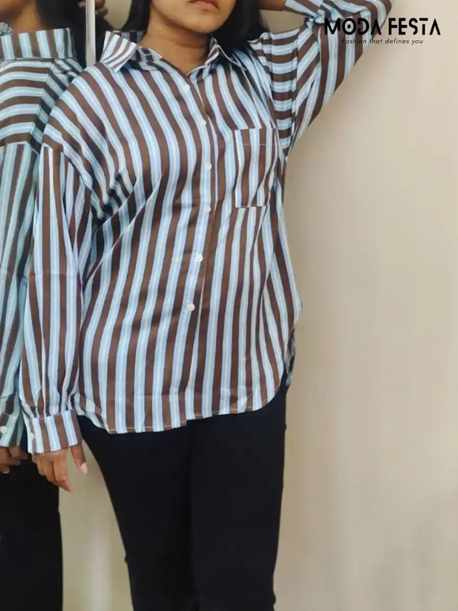 Vertical Striped Satin Shirt