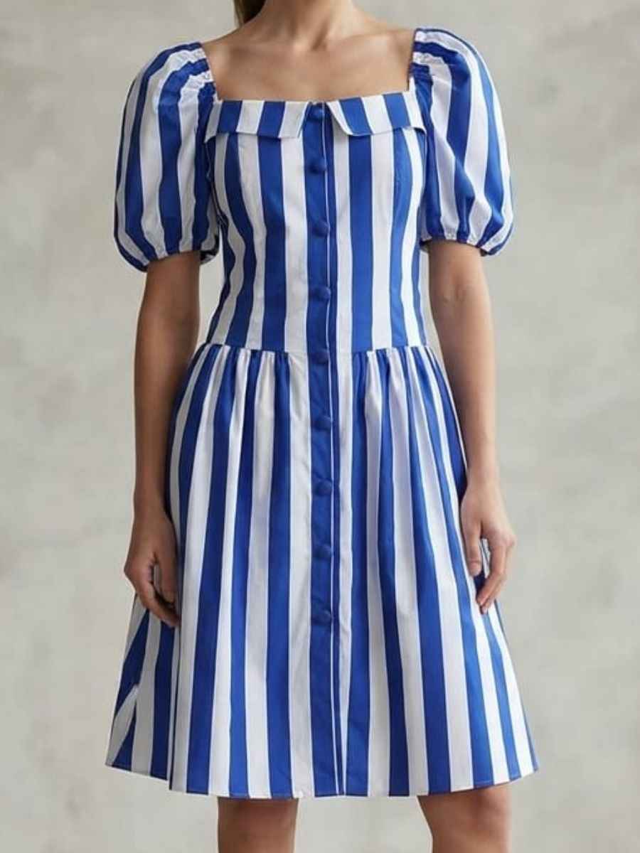 ModaFesta -royal-blue-white-striped-dress