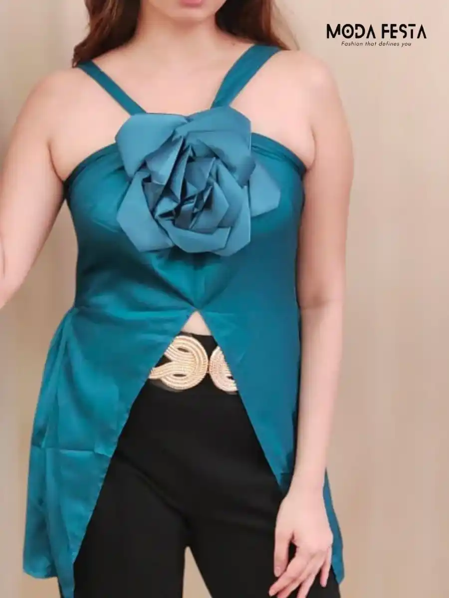 ModaFesta -floral-elegant-party-top-terquish-green-sexy