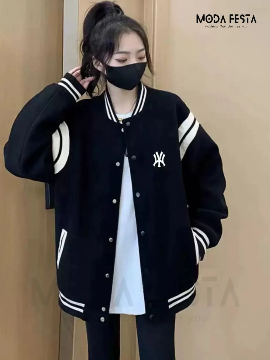 ModaFesta -stylish-varsity-jacket-black