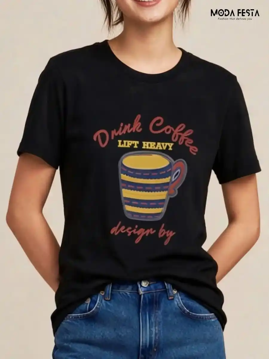 Black Graphic Printed Casual T-Shirt