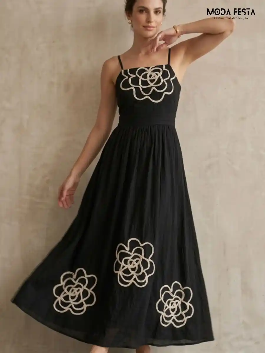 ModaFesta -midnight-bloom-appliqué-maxi-dress-black