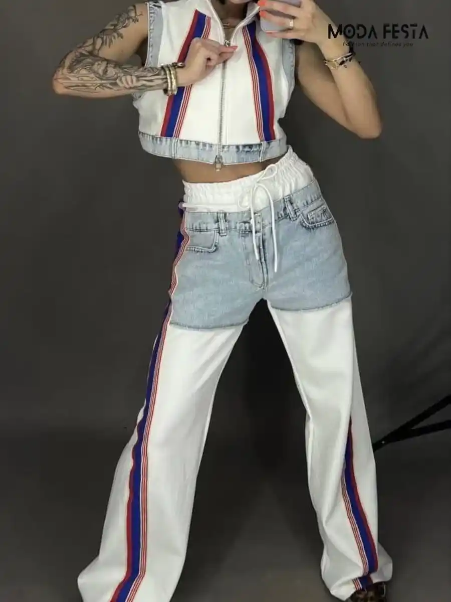 ModaFesta -elegant-denim-stripe-coord-set-white