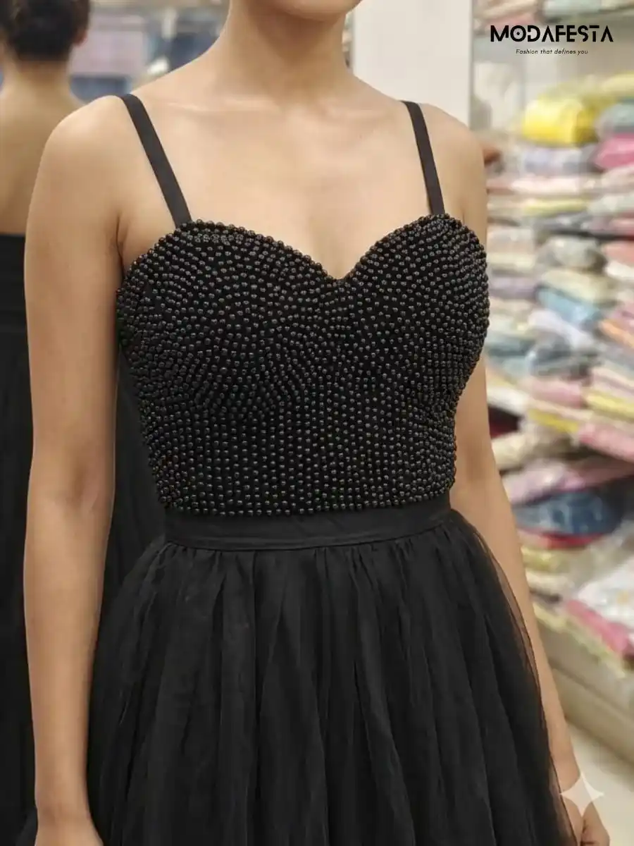 ModaFesta -elegant-embellished-a-line-corset-dress-black