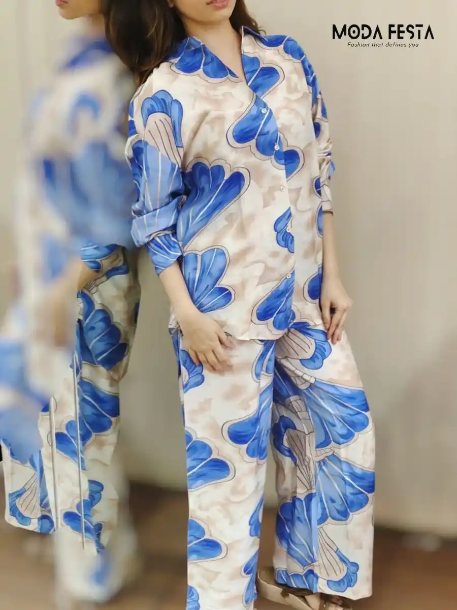 ModaFesta -floral-coord-set-for-women-blue