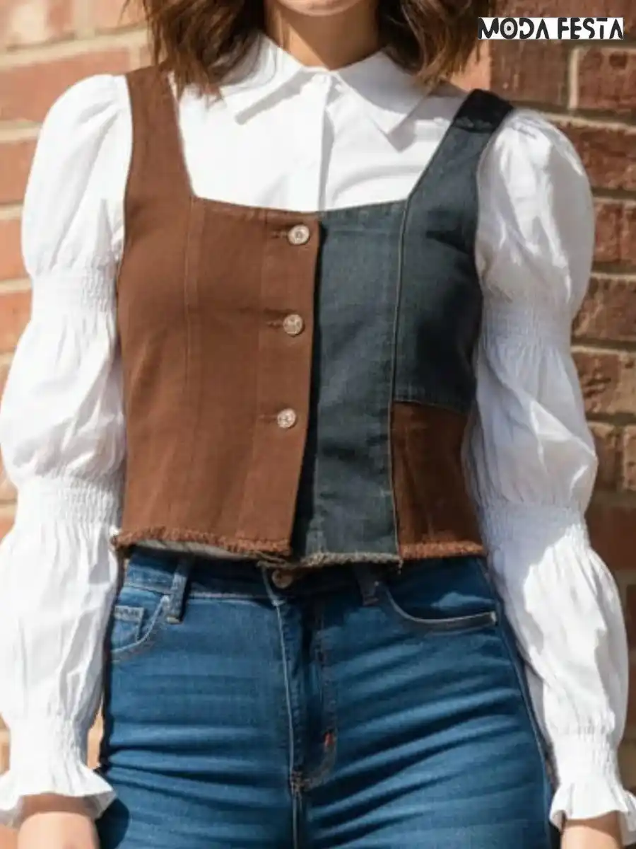 ModaFesta -elegant-shirt-with-denim-vest-style-white