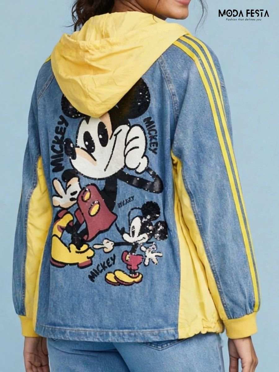 ModaFesta -cartoon-patchwork-hooded-denim-jacket