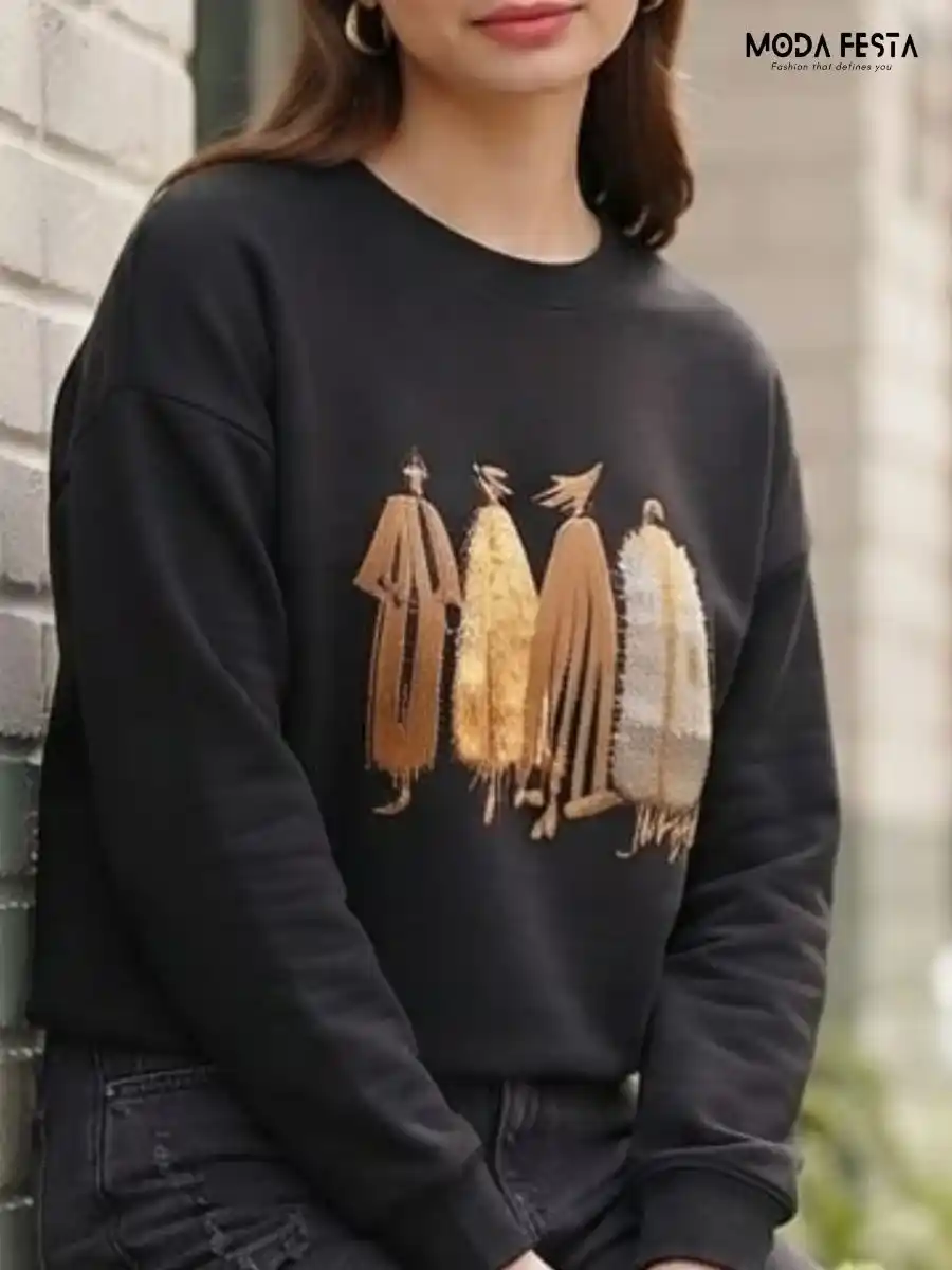 ModaFesta -black-graphic-print-oversized-t-shirt
