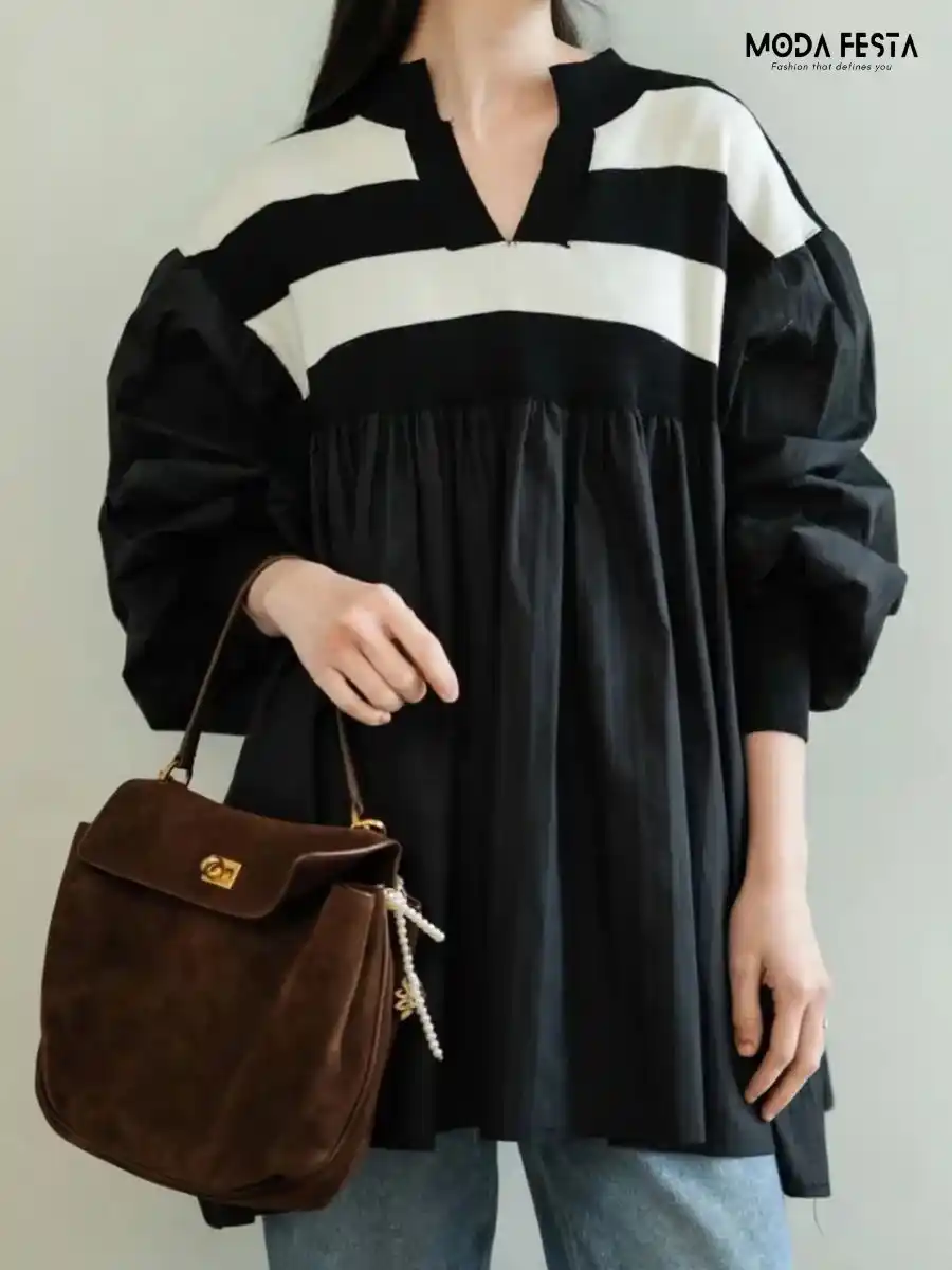 ModaFesta -patchwork-top-black