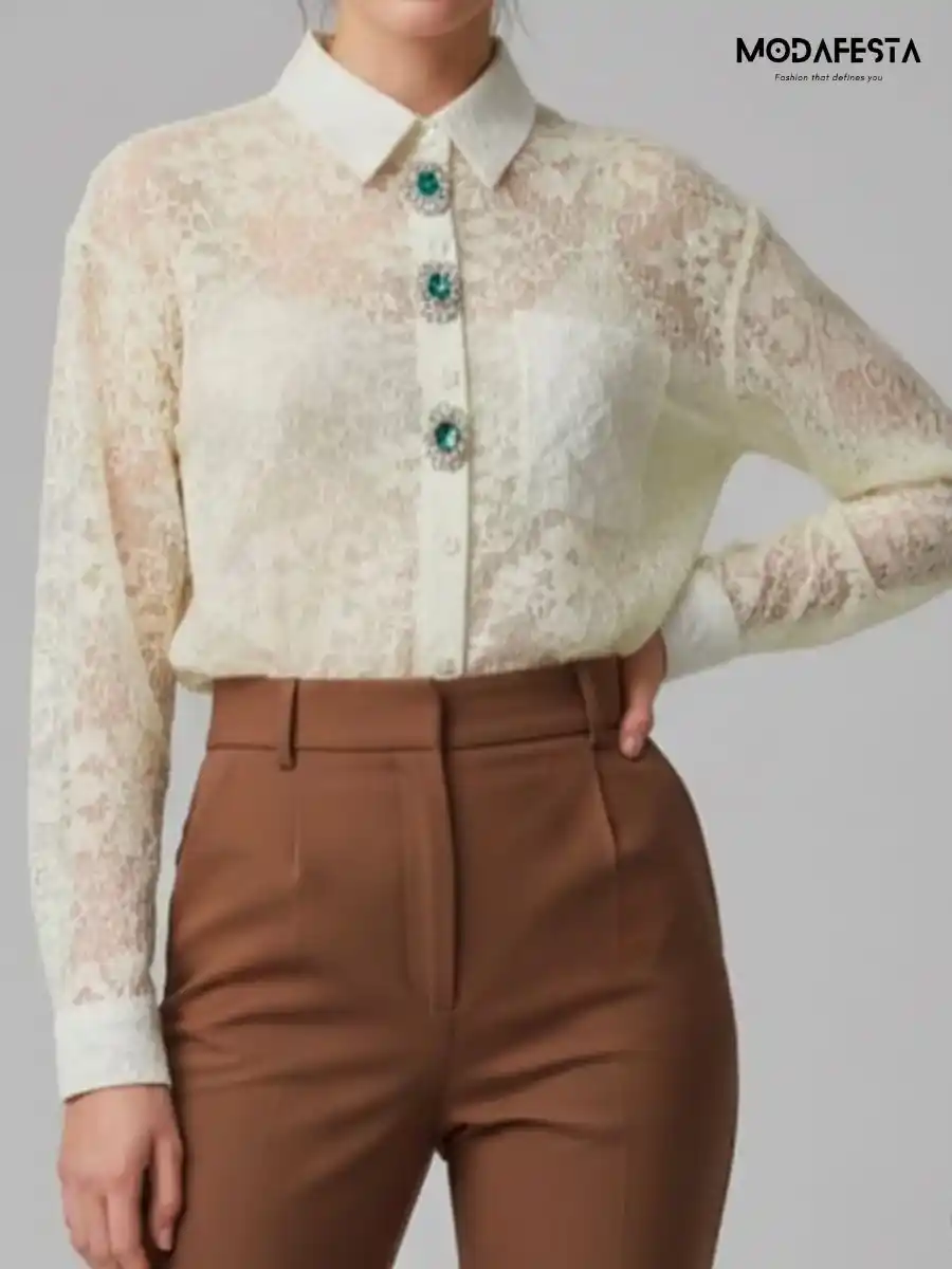 ModaFesta -elegant-net-shirt-with-moti-borach-yellow