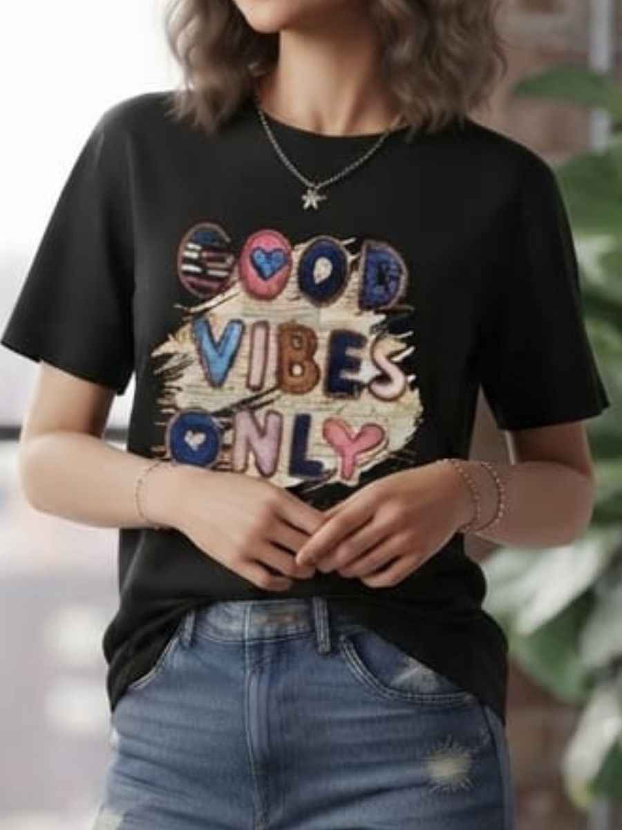 ModaFesta -black-good-vibes-only-graphic-t-shirt