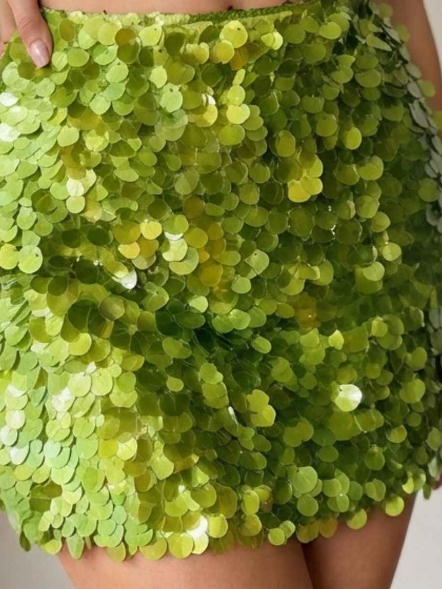 ModaFesta -lime-green-sequin-mini-skirt