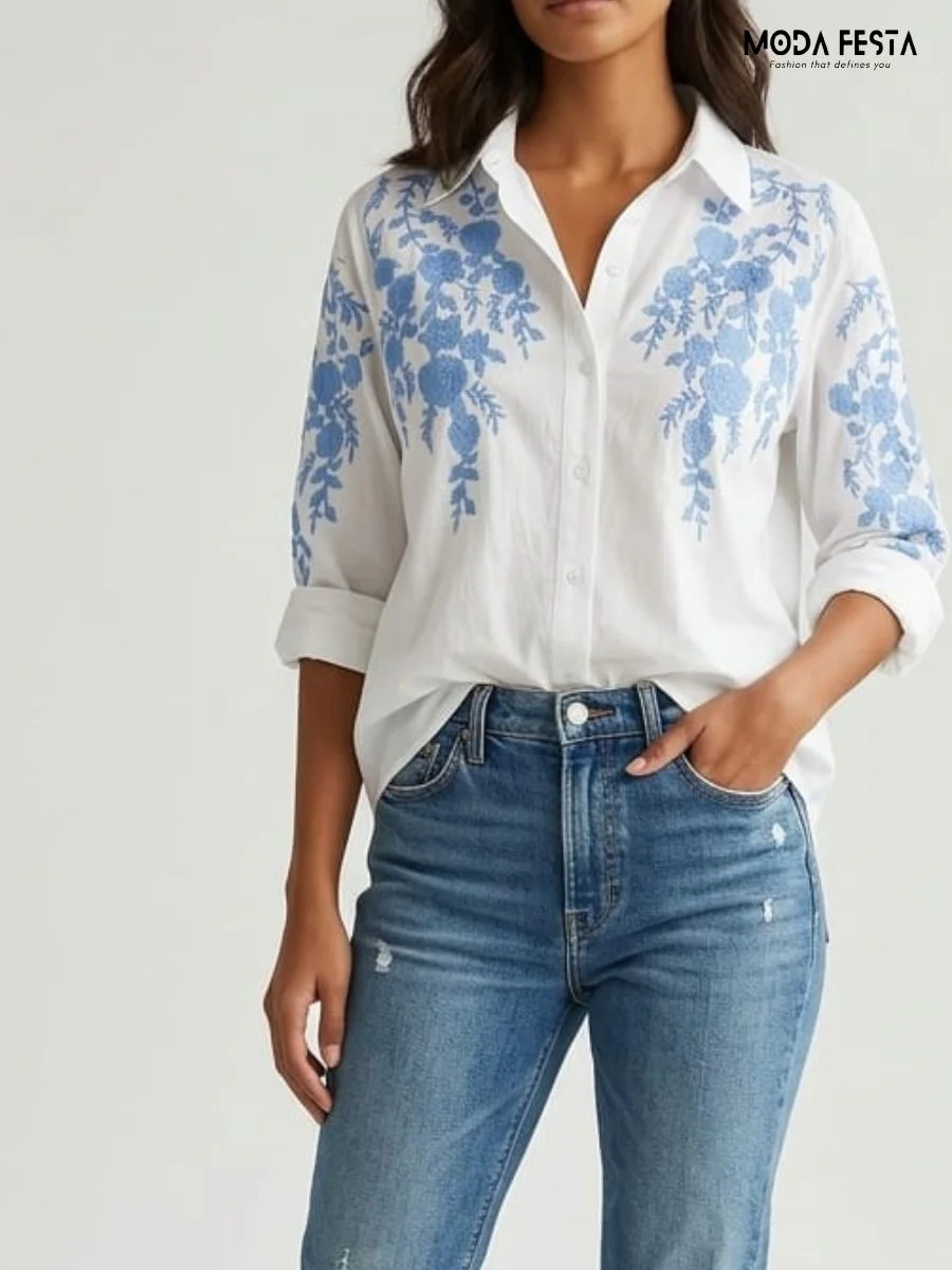 ModaFesta -sky-blue-floral-embroidered-mandarin-collar-tunic