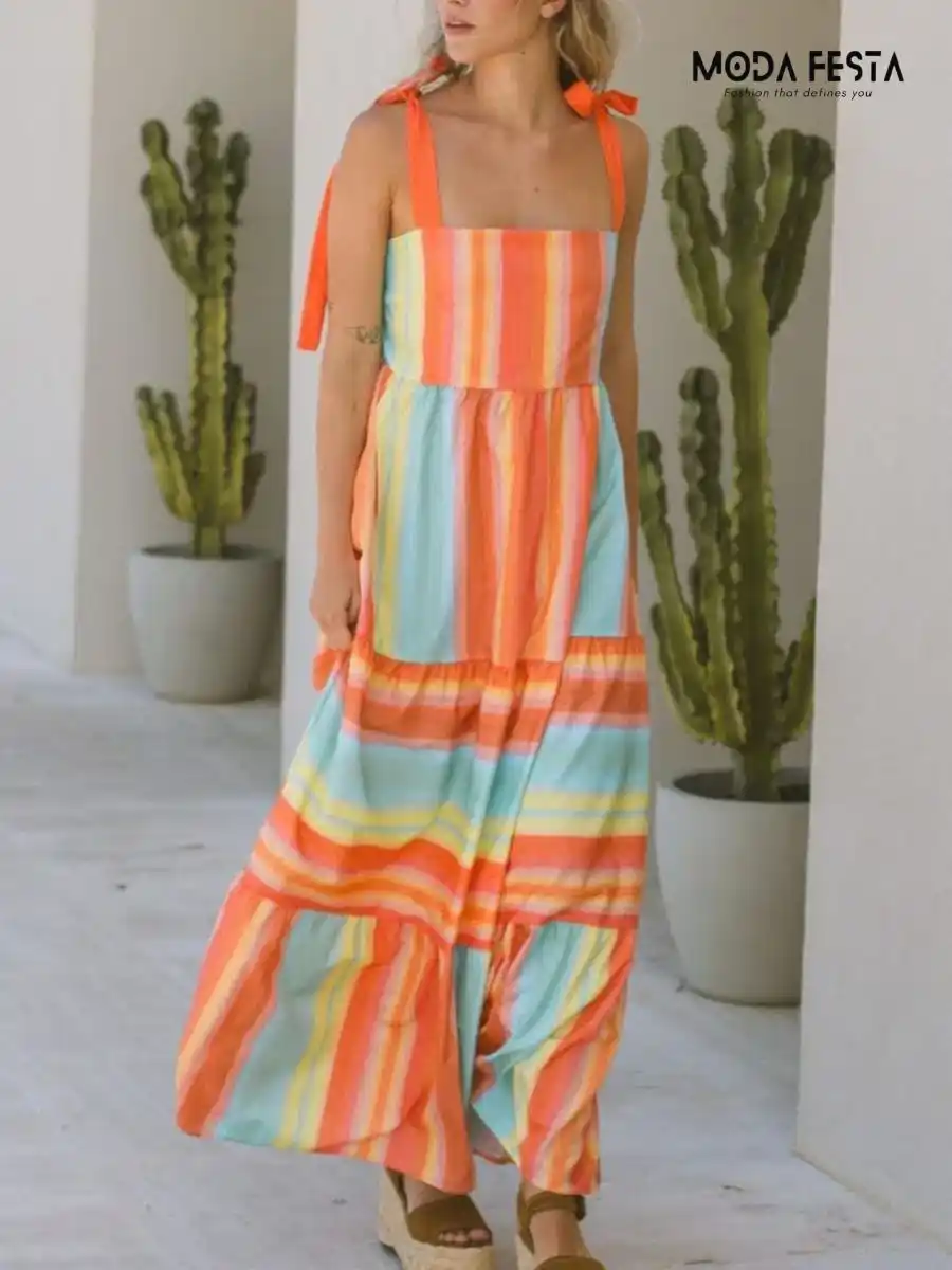 Multicoloured Tie Dress