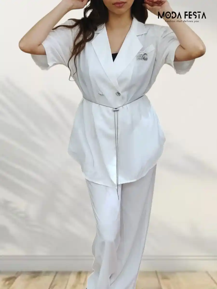 ModaFesta -unique-blazer-style-coord-set-white