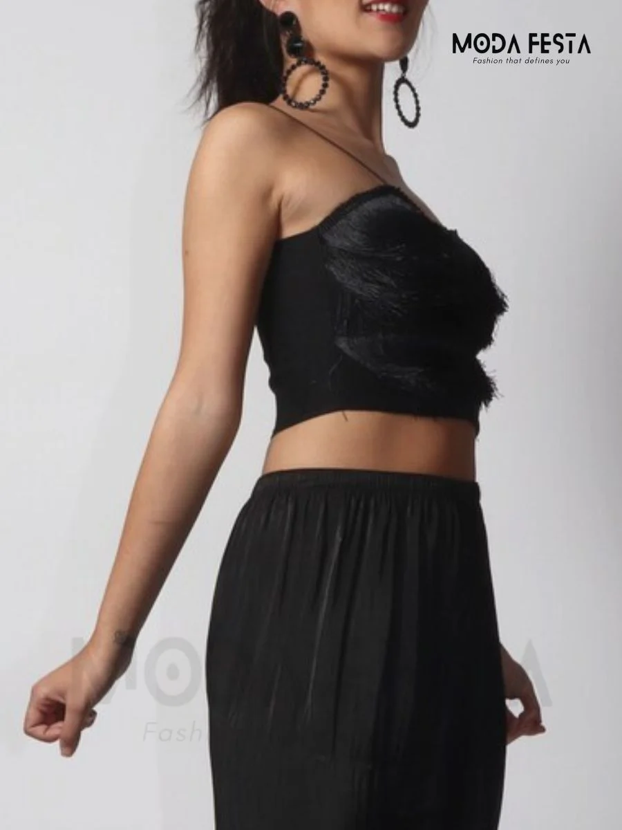 ModaFesta -tiered-bustier-padded-top-black