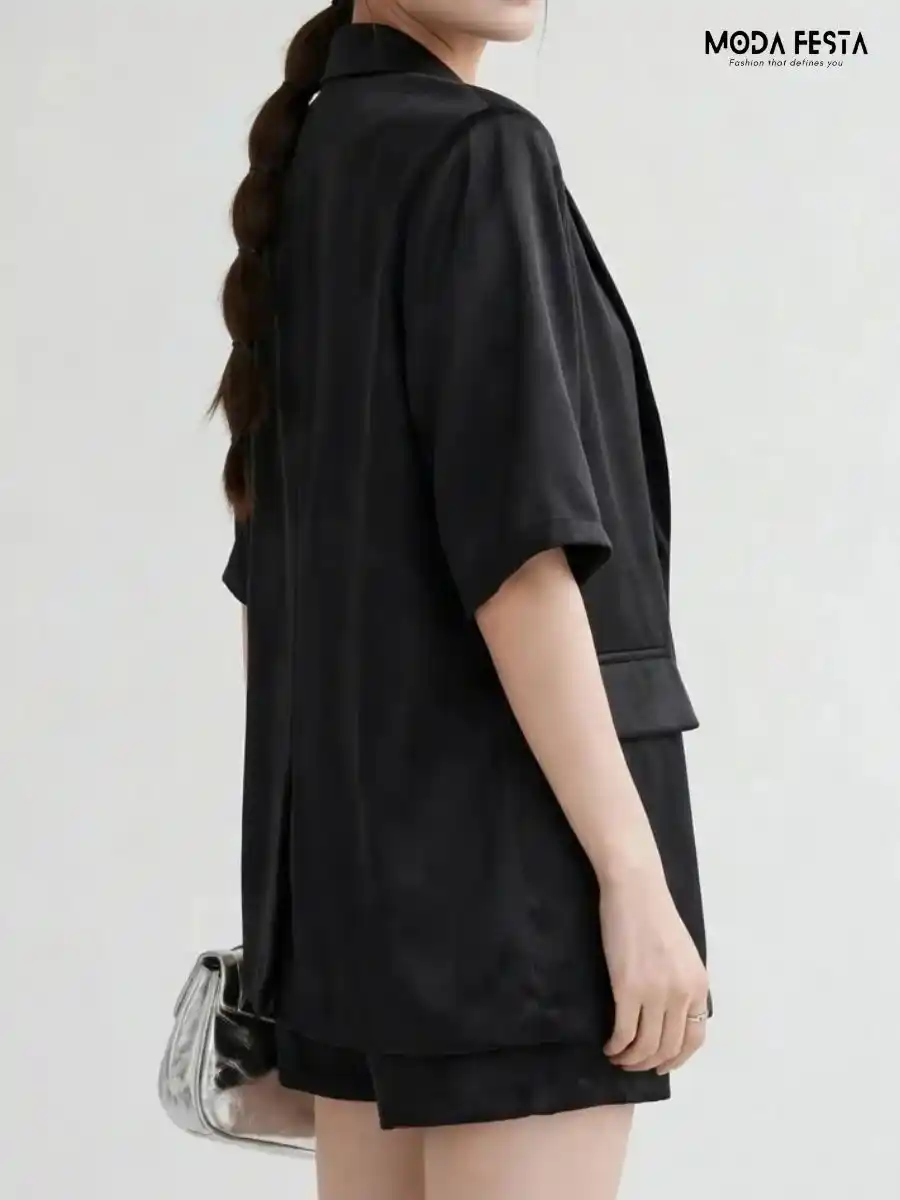 ModaFesta -flap-blazer-with-short-set-black