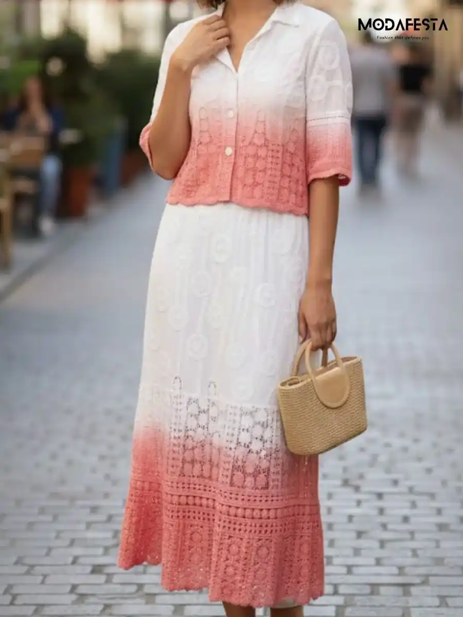 Elegant Crochet Tie Dye Coord Set